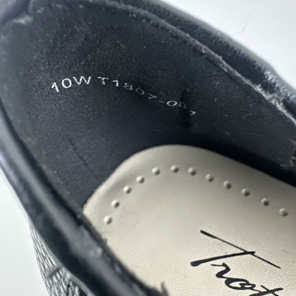 Trotters Liz Loafer Pebbled Black Leather Slip On Flat Comfort Womens 10 Wide - Picture 8 of 13